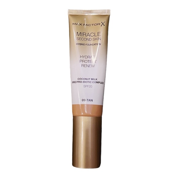 MAX FACTOR MIRACLE SECOND SKIN HYBRID FOUNDATION SPF20 09-TAN - NEW, NO BOX - Picture 2 of 2